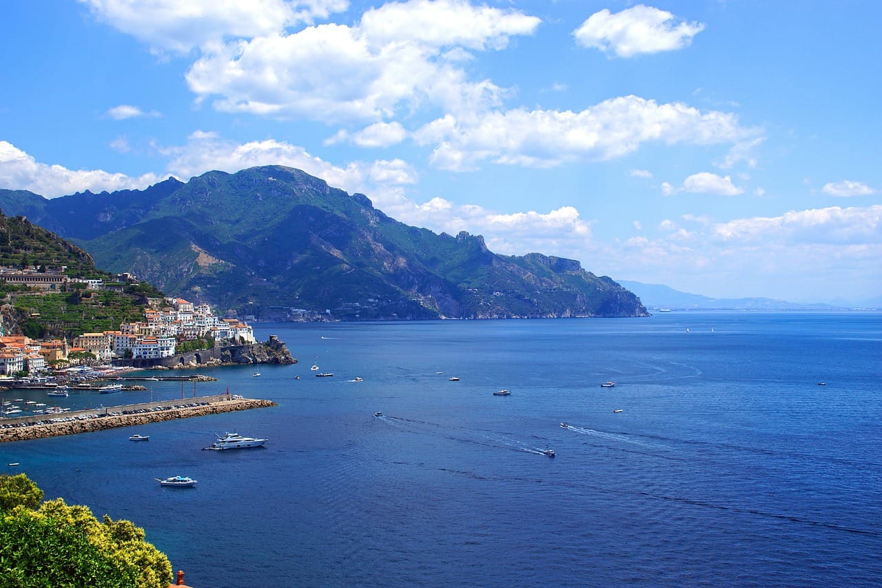 Boats in the bay of Amalfi.